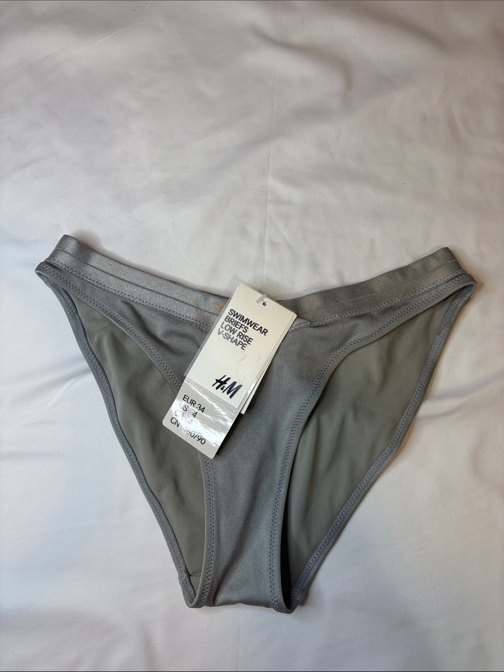 H&M New NWT Metallic Silver Shimmer Crossover Elastic Waistband Bikini Bottoms 4